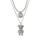 Stainless Steel Double Layer Bear Necklace Women Heroic