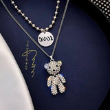 Stainless Steel Double Layer Bear Necklace Women Heroic