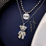 Stainless Steel Double Layer Bear Necklace Women Heroic