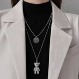 Stainless Steel Double Layer Bear Necklace Women Heroic