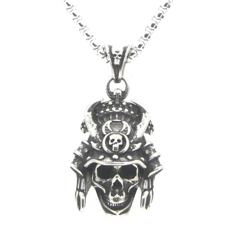 Stainless Steel Soldier Skull Pendant Necklace