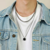 Men's Geometric Square Pendant Necklace