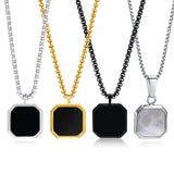 Men's Geometric Square Pendant Necklace