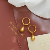 Geometric Water Drop Dangle Earrings 18K PVD Plated