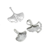 Stainless Steel Ginkgo Leaf Charms Autumn Plant Foliage Pendant