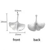 Stainless Steel Ginkgo Leaf Charms Autumn Plant Foliage Pendant