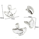 Stainless Steel Ginkgo Leaf Charms Autumn Plant Foliage Pendant