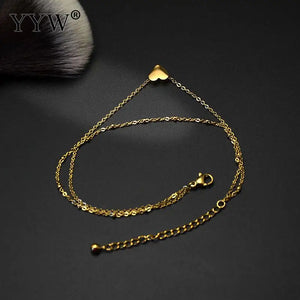 Stainless Steel Girl Heart Anklet Chain Beach Foot Jewelry