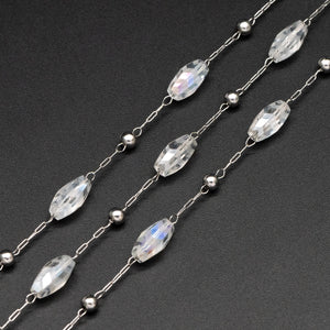 Stainless Steel Glass Beaded Chains for Jewelry Making DIY Accessories Supplies