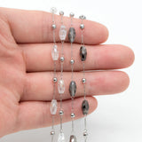 Stainless Steel Glass Beaded Chains for Jewelry Making DIY Accessories Supplies
