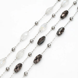 Stainless Steel Glass Beaded Chains for Jewelry Making DIY Accessories Supplies