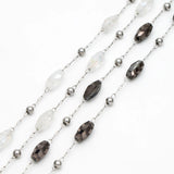 Stainless Steel Glass Beaded Chains for Jewelry Making DIY Accessories Supplies