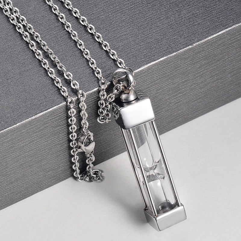 Stainless Steel Glass Container Memorial Necklace Ashes Holder Keepsake