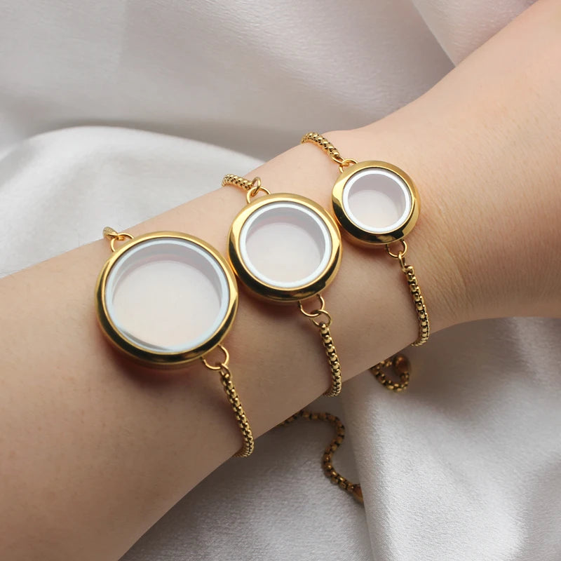 Stainless Steel Glass Locket Bracelet 30mm Living Memory Locket Bracelet
