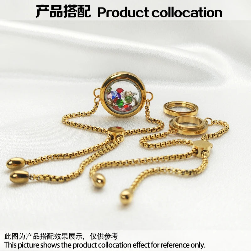 Stainless Steel Glass Locket Bracelet 30mm Living Memory Locket Bracelet