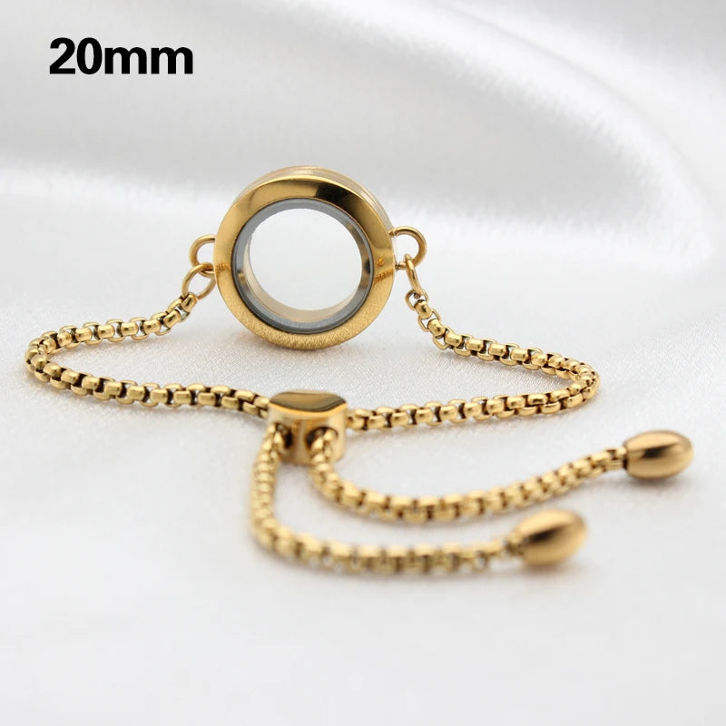 Stainless Steel Glass Locket Bracelet 30mm Living Memory Locket Bracelet
