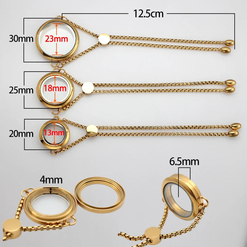 Stainless Steel Glass Locket Bracelet 30mm Living Memory Locket Bracelet