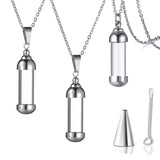 Stainless Steel Glass Container Vial Urn Pendant Necklace