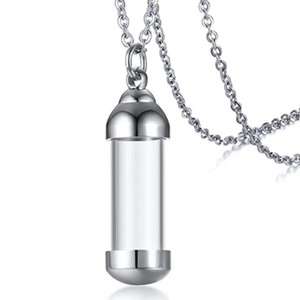 Stainless Steel Glass Container Vial Urn Pendant Necklace
