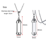 Stainless Steel Glass Container Vial Urn Pendant Necklace