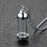 Stainless Steel Glass Container Vial Urn Pendant Necklace
