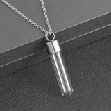 Stainless Steel Glass Container Vial Urn Pendant Necklace