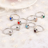 Silver Stainless Steel Glass Stone Ring for Women