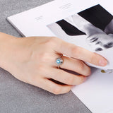 Silver Stainless Steel Glass Stone Ring for Women