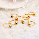 Silver Stainless Steel Glass Stone Ring for Women