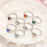 Silver Stainless Steel Glass Stone Ring for Women