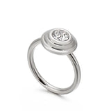 Silver Stainless Steel Glass Stone Ring for Women