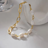 Gold Round Bead Layer Bracelet Charm Pearl Women Jewelry