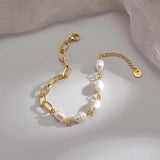 Gold Round Bead Layer Bracelet Charm Pearl Women Jewelry