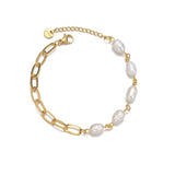 Gold Round Bead Layer Bracelet Charm Pearl Women Jewelry