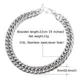 9MM Stainless Steel Snake Chain Bracelet GH2239