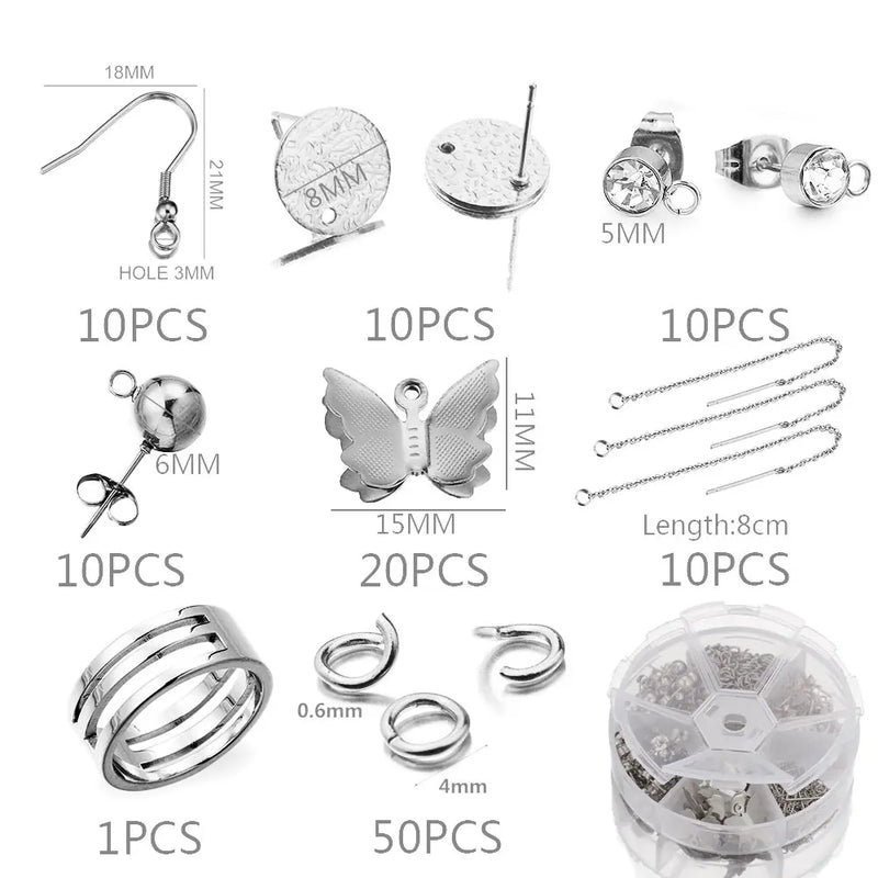 Stainless Steel Butterfly Earring Sets Jewelry Making Kit