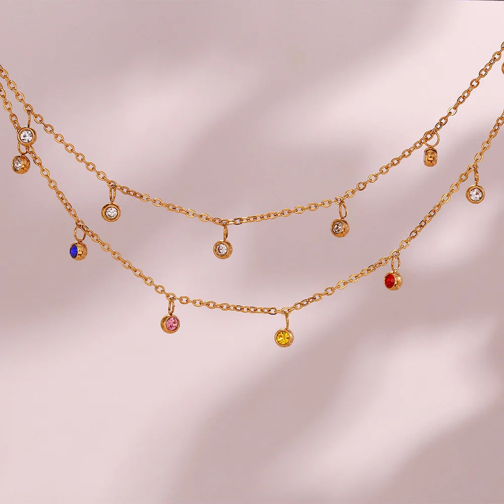 Stainless Steel Anklet with Zircon Chain Bijoux