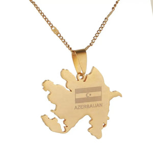 Azerbaijan Map Pendant Necklace - Stainless Steel Azerbaycan