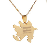 Azerbaijan Map Pendant Necklace - Stainless Steel Azerbaycan
