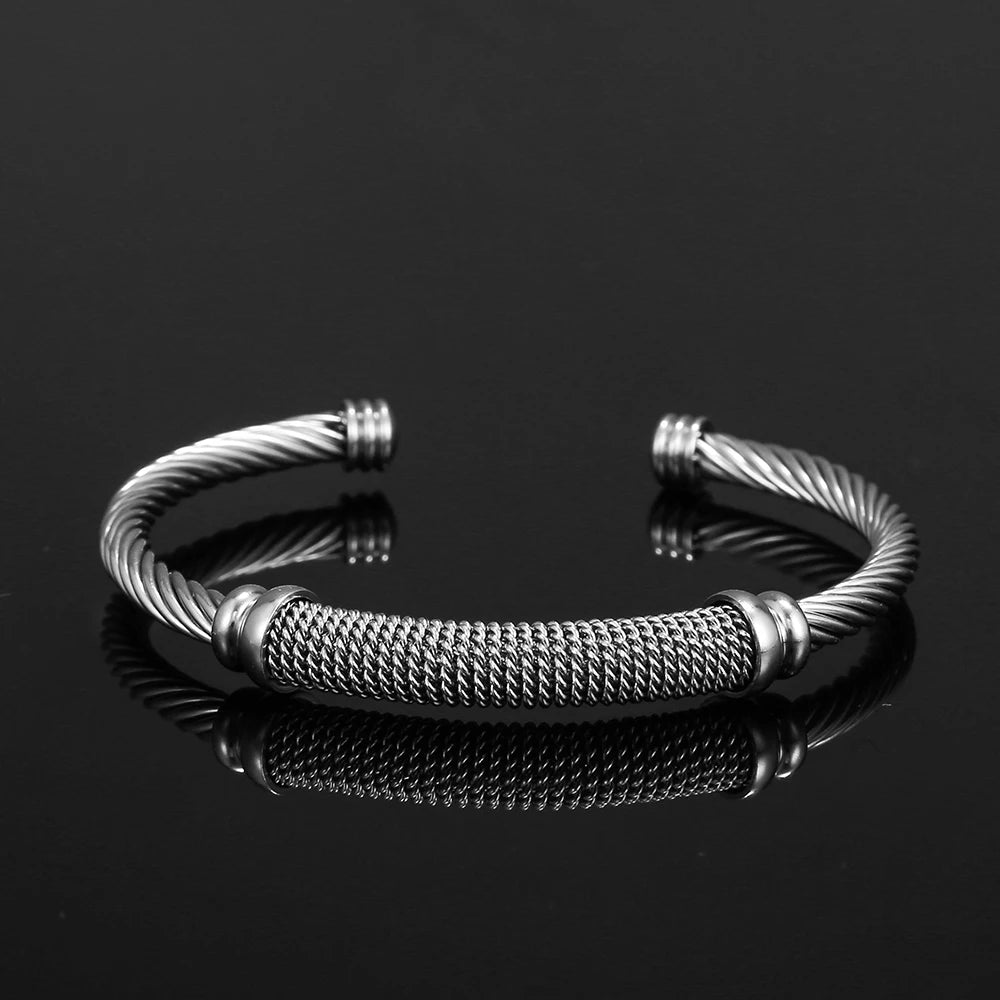 Stainless Steel Bangle Bracelets Stylish Mesh Bangle for Women Men