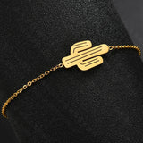Stainless Steel Cactus Charm Bracelet for Women Girls