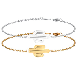 Stainless Steel Cactus Charm Bracelet for Women Girls