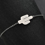 Stainless Steel Cactus Charm Bracelet for Women Girls