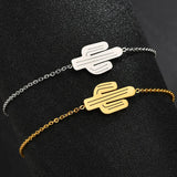 Stainless Steel Cactus Charm Bracelet for Women Girls