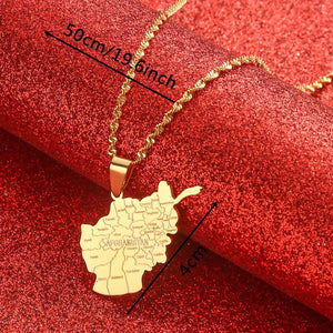 Stainless Steel Afghan Cities Afghanistan Map Pendants Necklaces for Women Men