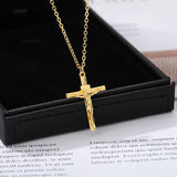 Stainless Steel Cross Chain Necklace Men Women Jesus Christ Cross Pendant