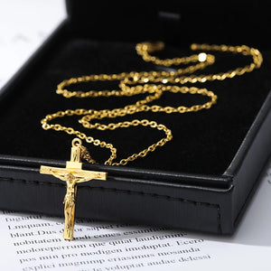 Stainless Steel Cross Chain Necklace Men Women Jesus Christ Cross Pendant