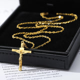 Stainless Steel Cross Chain Necklace Men Women Jesus Christ Cross Pendant