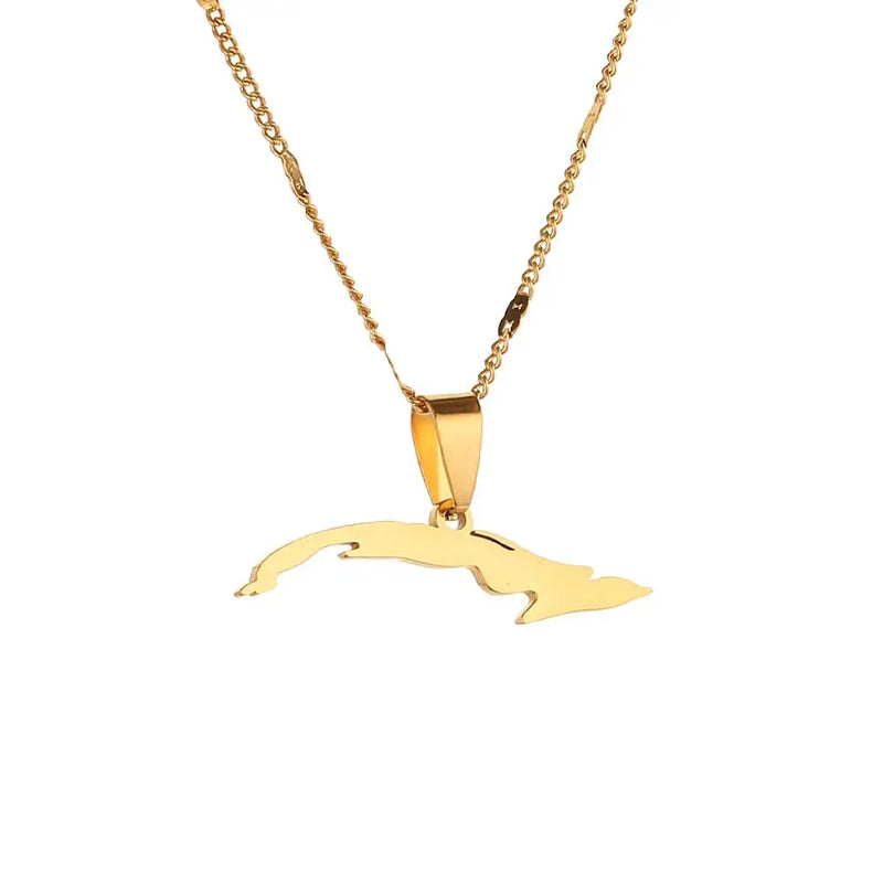 Stainless Steel Cuba Map Necklace for Women