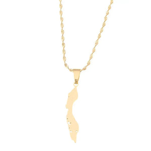 Stainless Steel Curacao Islands Map Pendant Necklace